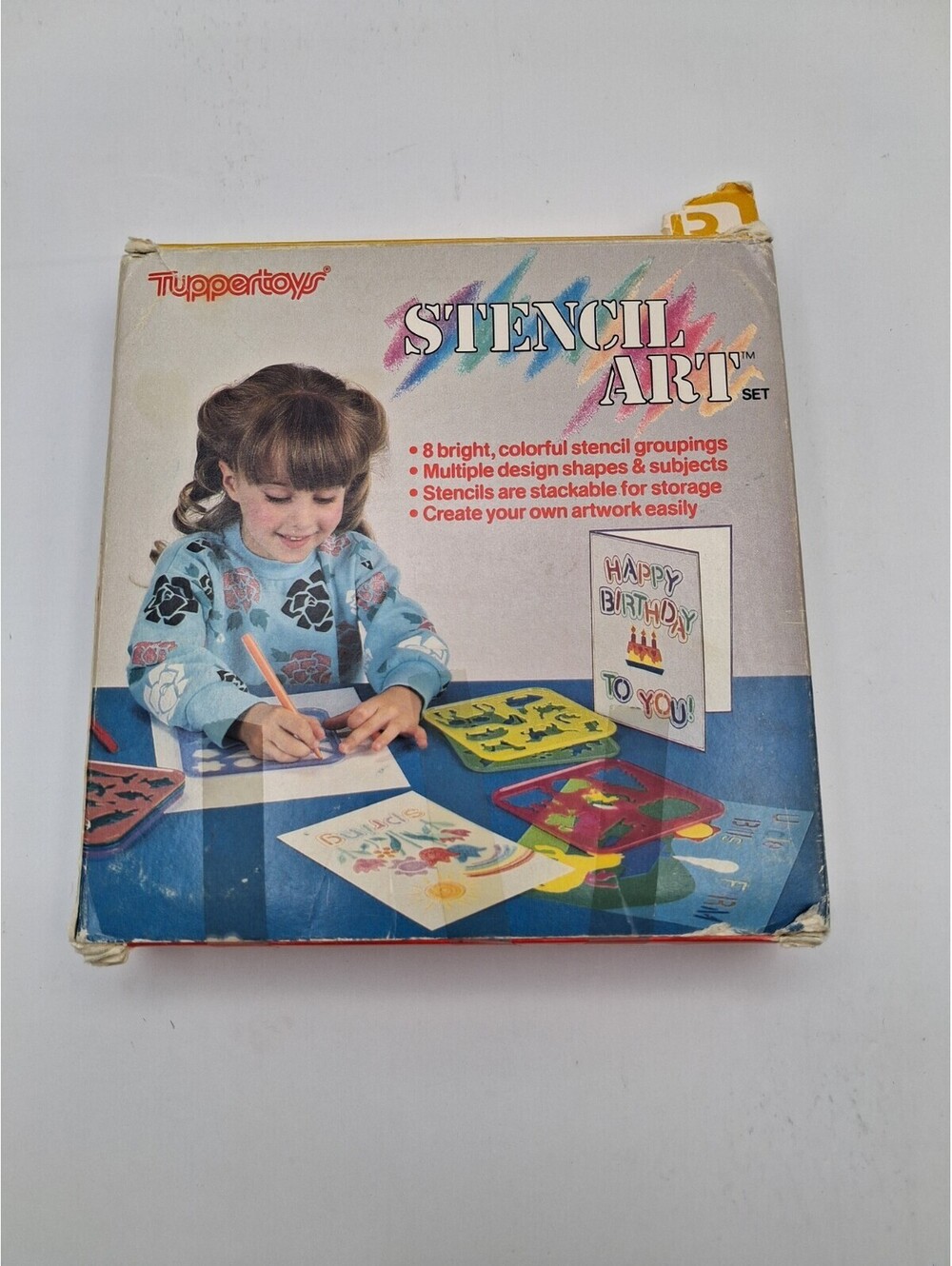 Vintage Tupperware Tuppertoys Stencil Art Set 8 Alphabet Shapes Animals Holiday